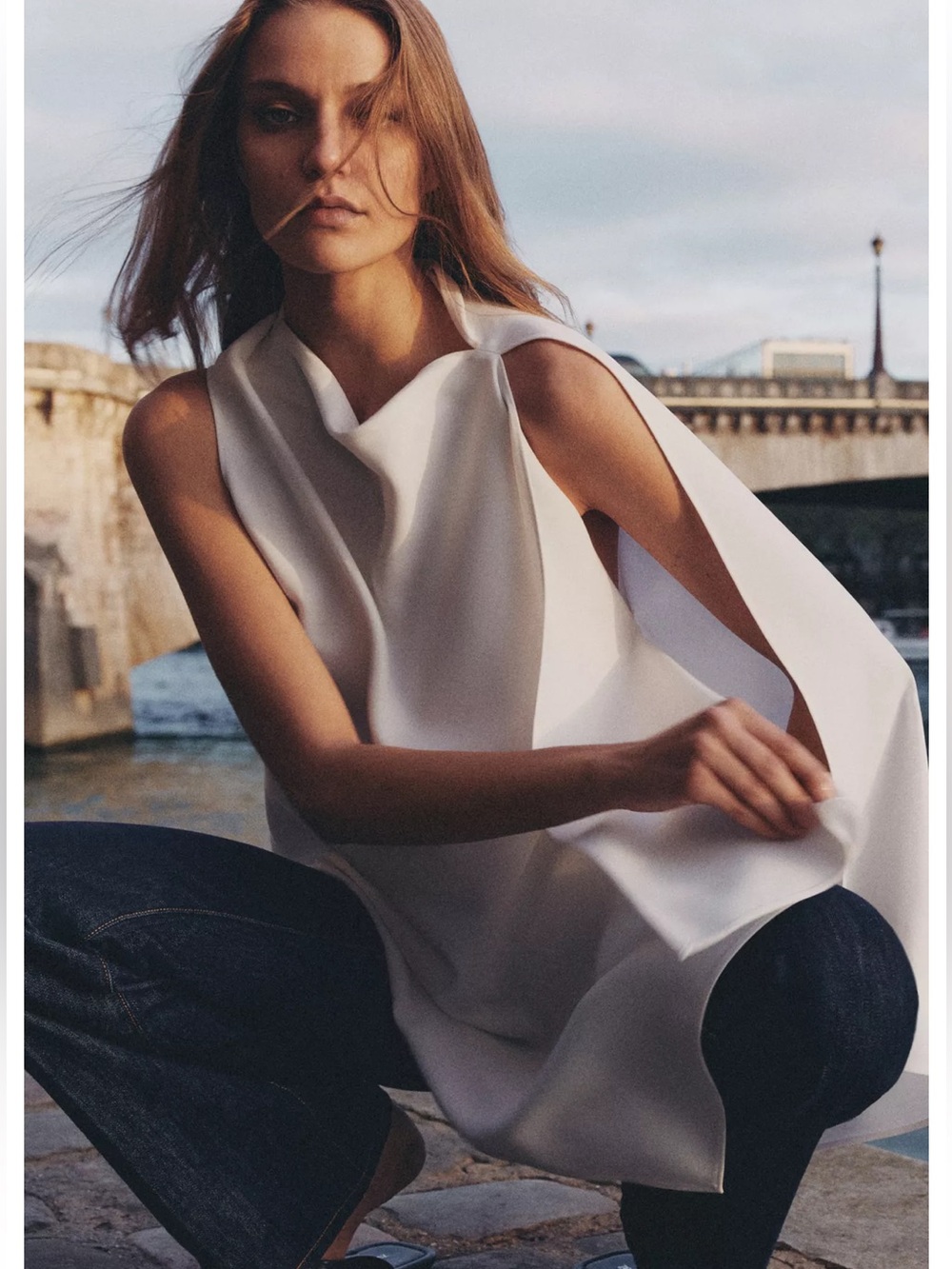 ZARA ZW COLLECTION ASYMMETRIC CAPE TOP